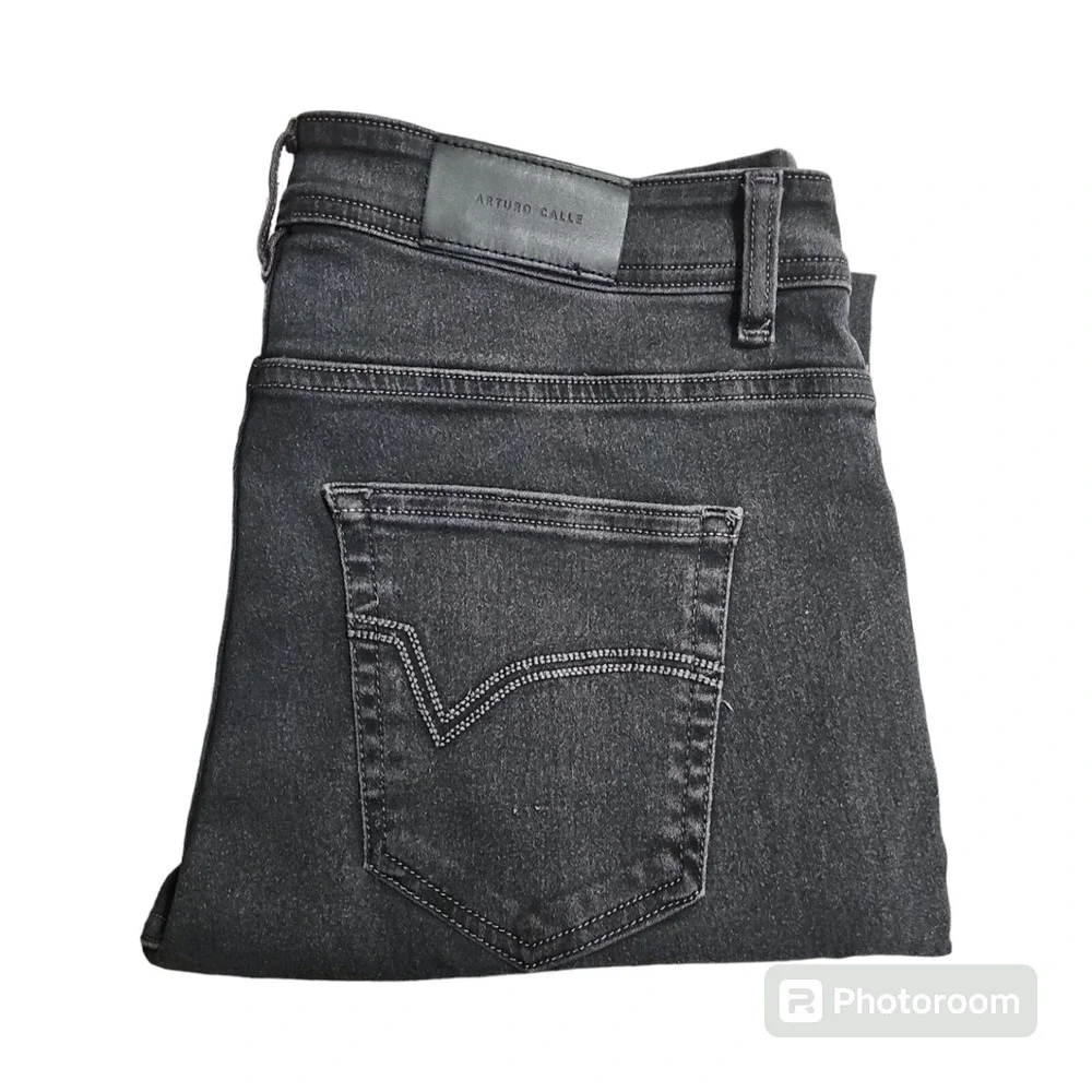 Arturo Calle Men's Black 801 Stretch Regular Medium Wash Faded Jeans 34X34 - Picture 2 of 12